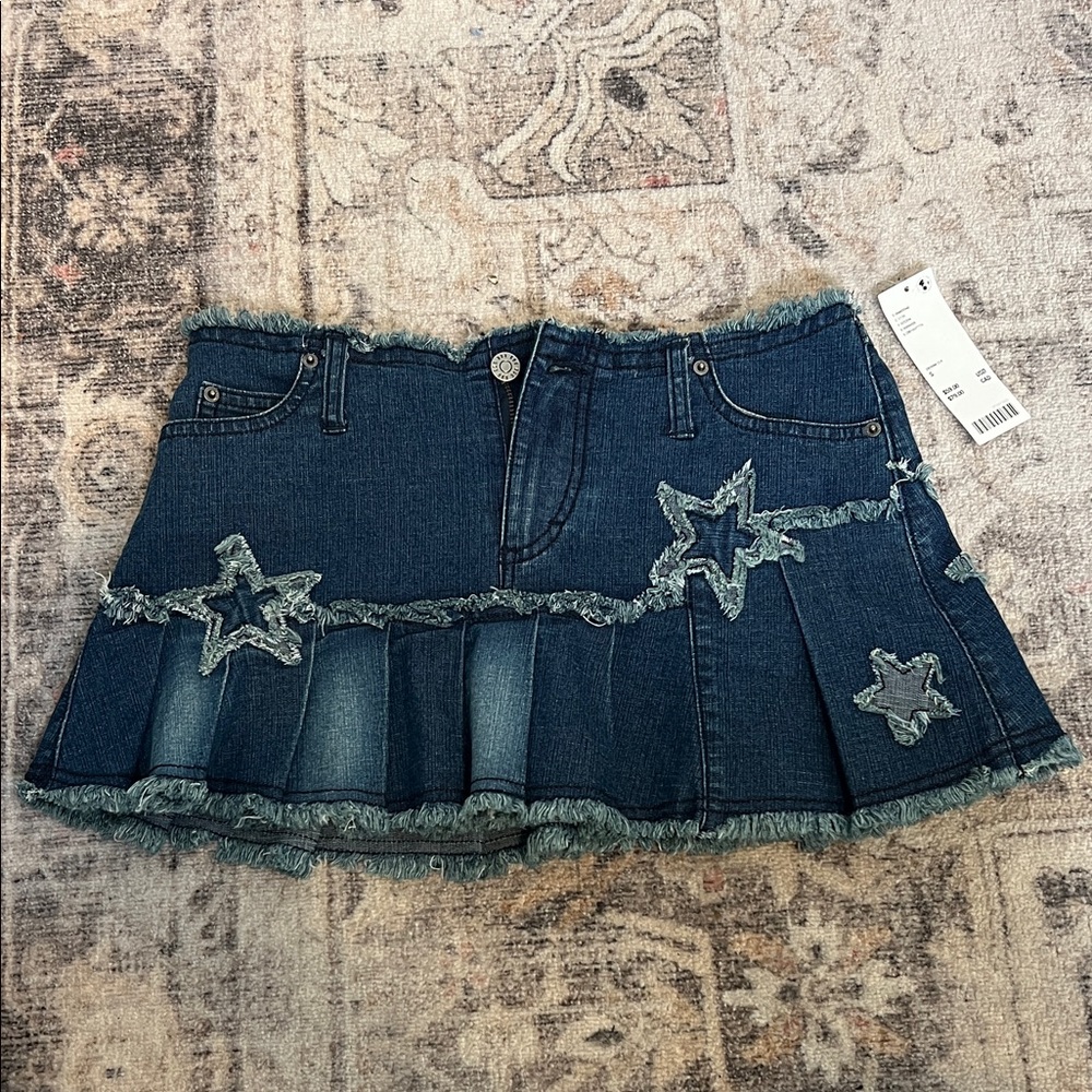 Denim Star-Embellished Mini Skirt